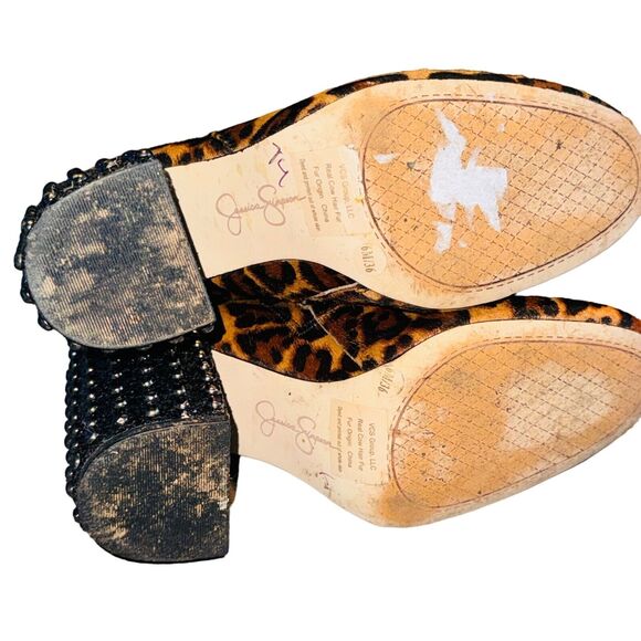 Jessica Simpson Leopard Wexton Studded Block-Heel Booties Size 6 - Picture 12 of 14